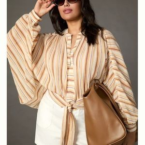 Anthropologie tie front blouse, Size XL